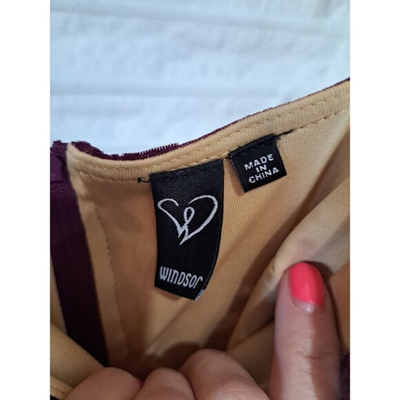 Y2K Purple Velvet Burnout Floral Dress Windsor Cowl Neckline Spaghetti Straps M - Picture 4 of 15